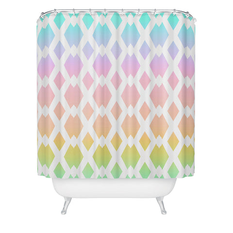 Lisa Argyropoulos Daffy Lattice Pastel Rainbow Shower Curtain