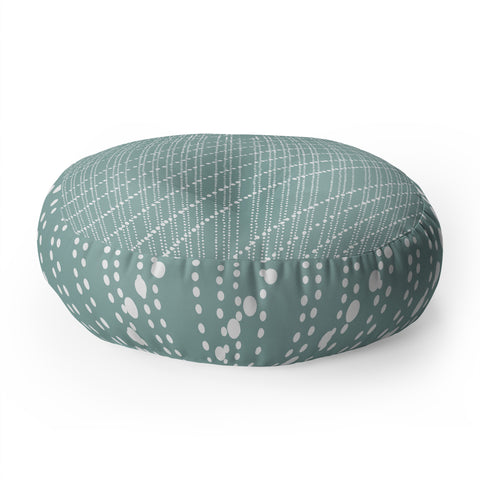 Lisa Argyropoulos Dotty Lines Misty Green Floor Pillow Round