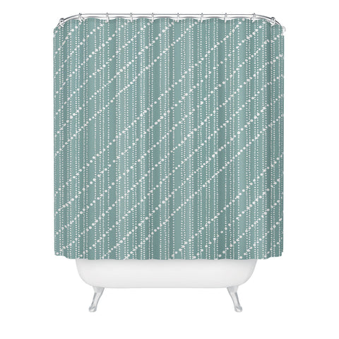 Lisa Argyropoulos Dotty Lines Misty Green Shower Curtain