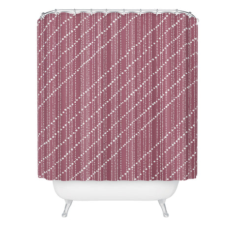 Lisa Argyropoulos Dotty Lines Wine Shower Curtain