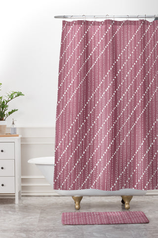 Lisa Argyropoulos Dotty Lines Wine Shower Curtain And Mat