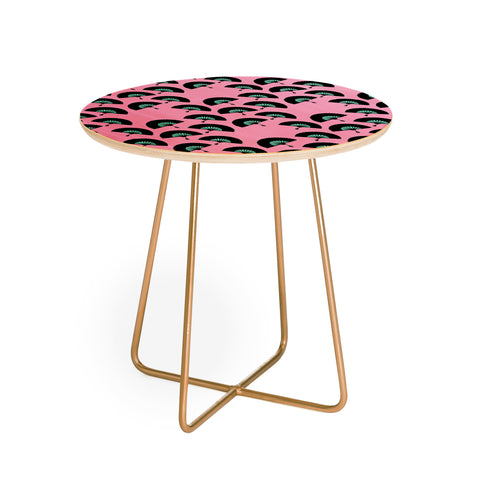 Lisa Argyropoulos Fans Pink Mint Round Side Table