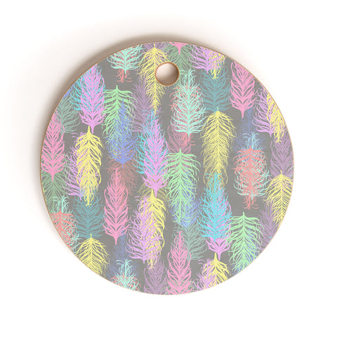 Lisa Argyropoulos Feathered Spring Gray Cutting Board Round