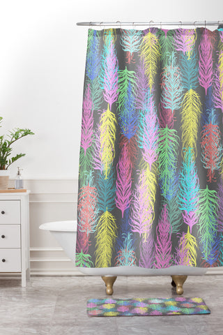 Lisa Argyropoulos Feathered Spring Gray Shower Curtain And Mat