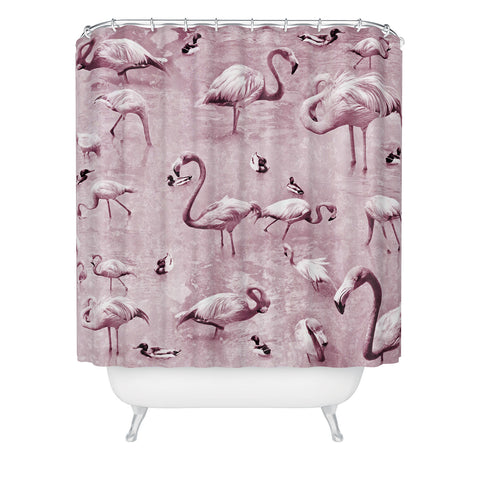 Lisa Argyropoulos Flamingos Vintage Rose Shower Curtain