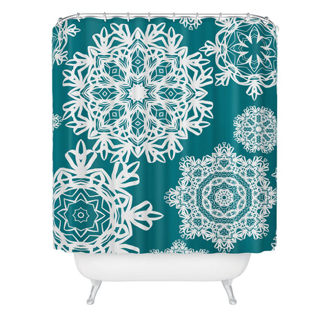 Lisa Argyropoulos Flurries on Teal Shower Curtain