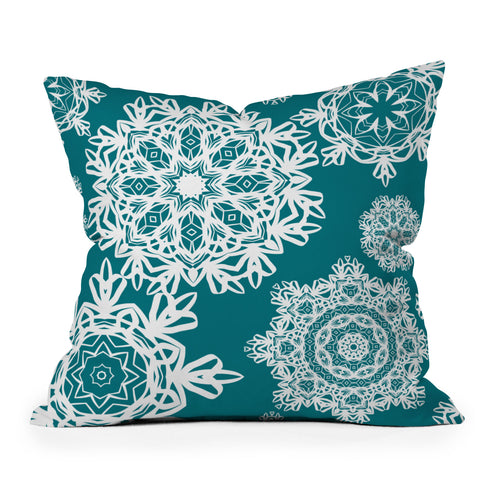 Lisa Argyropoulos Flurries on Teal Throw Pillow