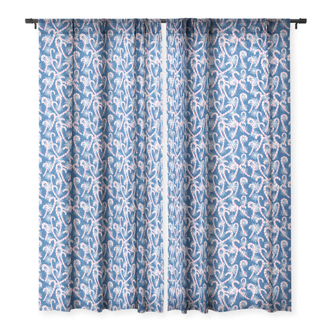 Lisa Argyropoulos Frosty Canes Blue Sheer Window Curtain
