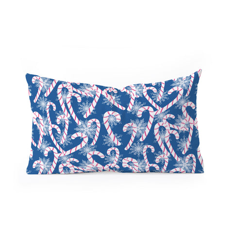 Lisa Argyropoulos Frosty Canes Blue Oblong Throw Pillow