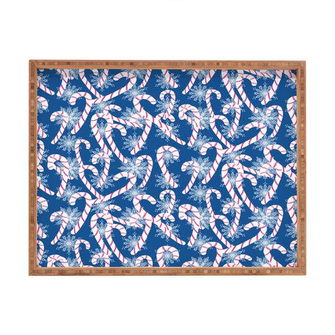Lisa Argyropoulos Frosty Canes Blue Rectangular Tray