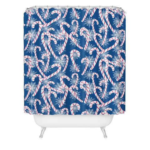 Lisa Argyropoulos Frosty Canes Blue Shower Curtain