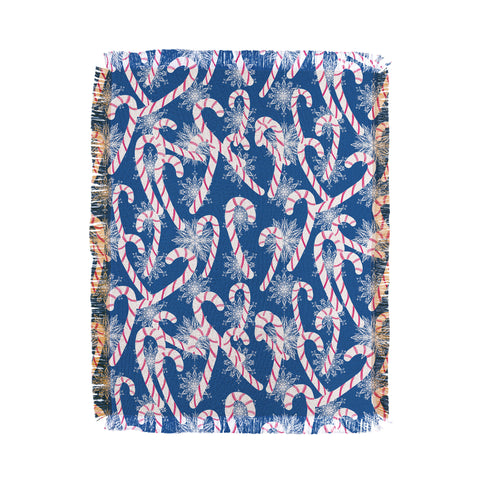 Lisa Argyropoulos Frosty Canes Blue Throw Blanket
