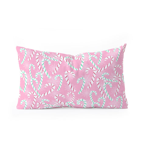 Lisa Argyropoulos Frosty Canes Pink Oblong Throw Pillow