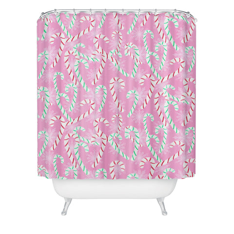 Lisa Argyropoulos Frosty Canes Pink Shower Curtain