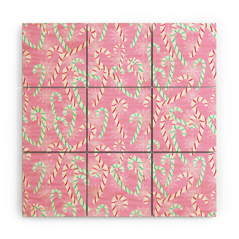 Lisa Argyropoulos Frosty Canes Pink Wood Wall Mural