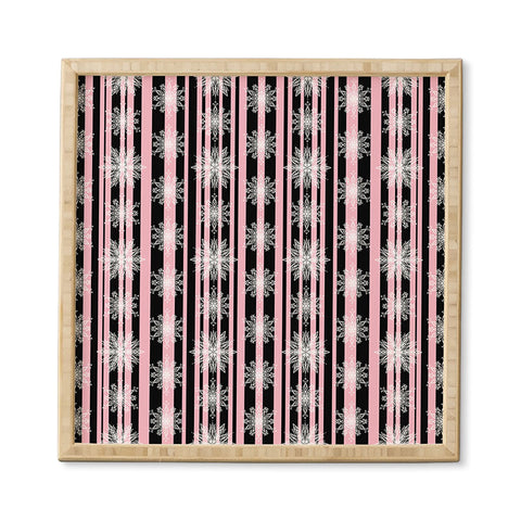 Lisa Argyropoulos Frosty Snowflakes and Blush Stripes Framed Wall Art
