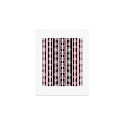 Lisa Argyropoulos Frosty Snowflakes and Blush Stripes Art Print
