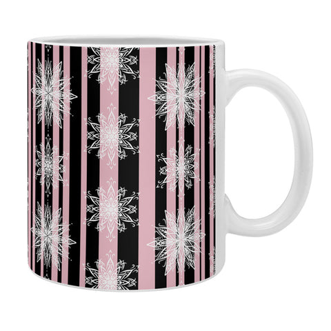 Lisa Argyropoulos Frosty Snowflakes and Blush Stripes Coffee Mug