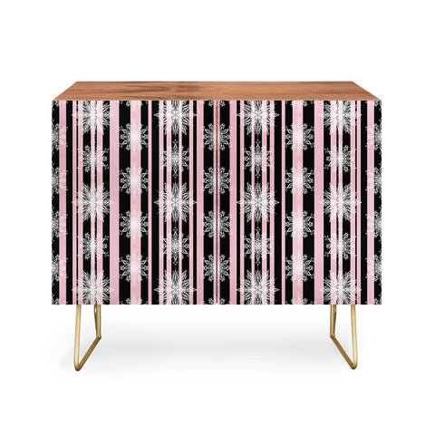 Lisa Argyropoulos Frosty Snowflakes and Blush Stripes Credenza