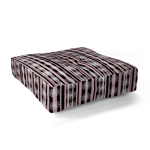 Lisa Argyropoulos Frosty Snowflakes and Blush Stripes Floor Pillow Square