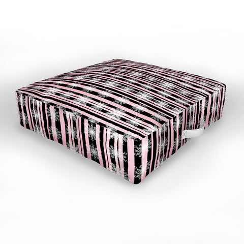 Lisa Argyropoulos Frosty Snowflakes and Blush Stripes Outdoor Floor Cushion