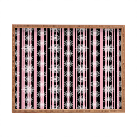 Lisa Argyropoulos Frosty Snowflakes and Blush Stripes Rectangular Tray