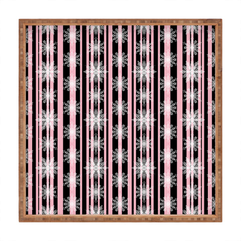 Lisa Argyropoulos Frosty Snowflakes and Blush Stripes Square Tray