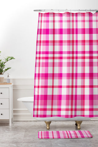 Lisa Argyropoulos Glamour Pink Plaid Shower Curtain And Mat
