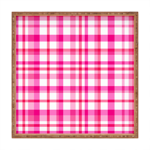 Lisa Argyropoulos Glamour Pink Plaid Square Tray