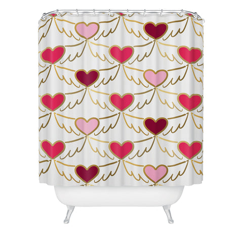 Lisa Argyropoulos Golden Wings of Love White Shower Curtain