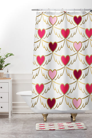 Lisa Argyropoulos Golden Wings of Love White Shower Curtain And Mat
