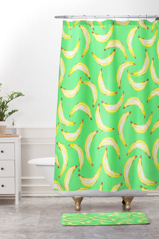 Lisa Argyropoulos Gone Bananas Green Shower Curtain And Mat