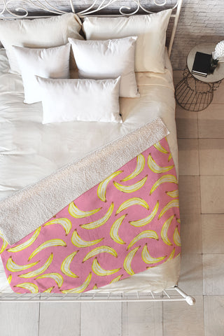 Lisa Argyropoulos Gone Bananas In Pink Fleece Throw Blanket