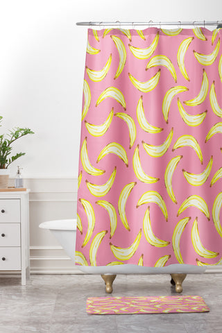 Lisa Argyropoulos Gone Bananas In Pink Shower Curtain And Mat