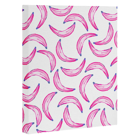Lisa Argyropoulos Gone Bananas Pink on White Art Canvas