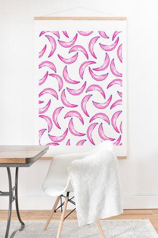 Lisa Argyropoulos Gone Bananas Pink on White Art Print And Hanger