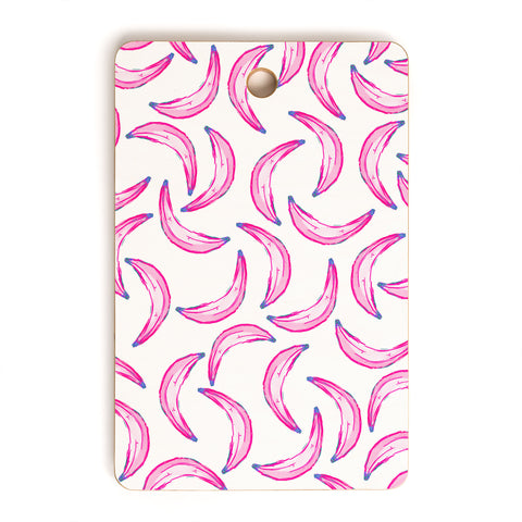 Lisa Argyropoulos Gone Bananas Pink on White Cutting Board Rectangle