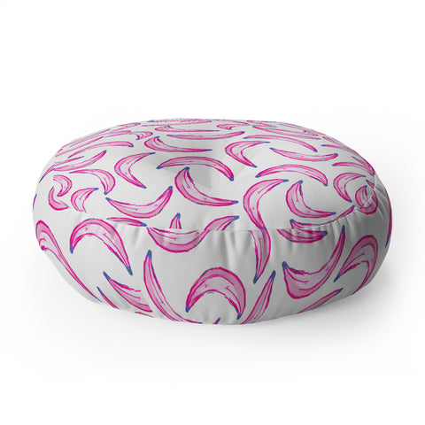 Lisa Argyropoulos Gone Bananas Pink on White Floor Pillow Round