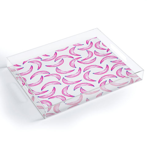 Lisa Argyropoulos Gone Bananas Pink on White Acrylic Tray