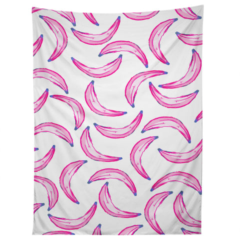 Lisa Argyropoulos Gone Bananas Pink on White Tapestry