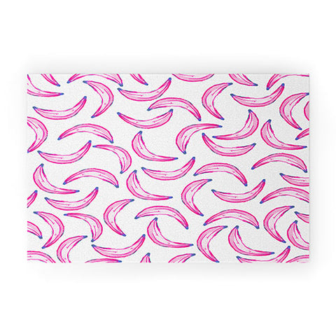 Lisa Argyropoulos Gone Bananas Pink on White Welcome Mat