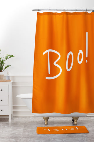 Lisa Argyropoulos Halloween Boo Orange Shower Curtain And Mat