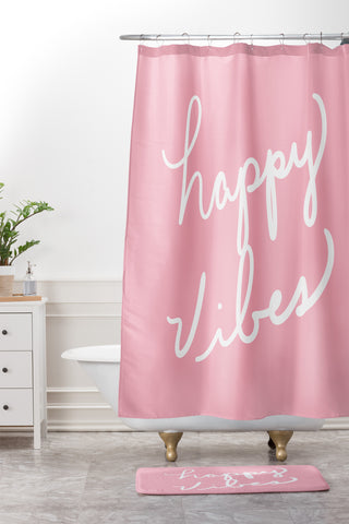 Lisa Argyropoulos Happy Vibes Blushly Shower Curtain And Mat