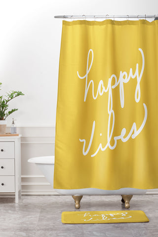 Lisa Argyropoulos Happy Vibes Yellow Shower Curtain And Mat