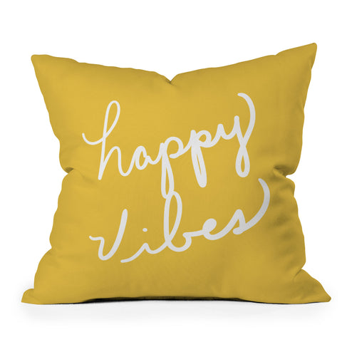 Lisa Argyropoulos Happy Vibes Yellow Throw Pillow