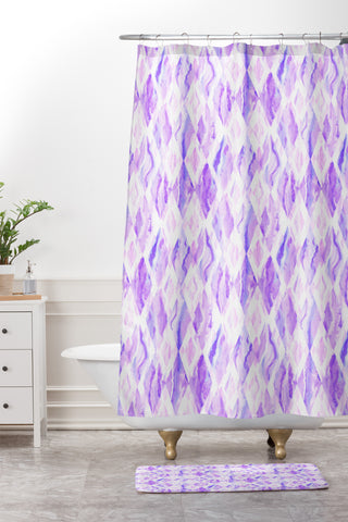 Lisa Argyropoulos Harlequin Marble Lavender Shower Curtain And Mat
