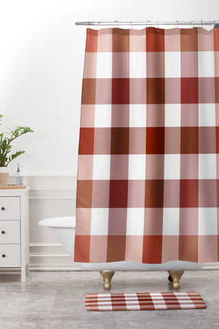 Lisa Argyropoulos Harvest Plaid Terracotta Shower Curtain And Mat