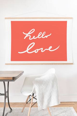 Lisa Argyropoulos hello love coral Art Print And Hanger