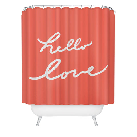 Lisa Argyropoulos hello love coral Shower Curtain