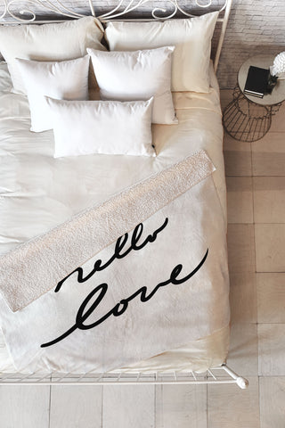 Lisa Argyropoulos Hello Love On White Fleece Throw Blanket